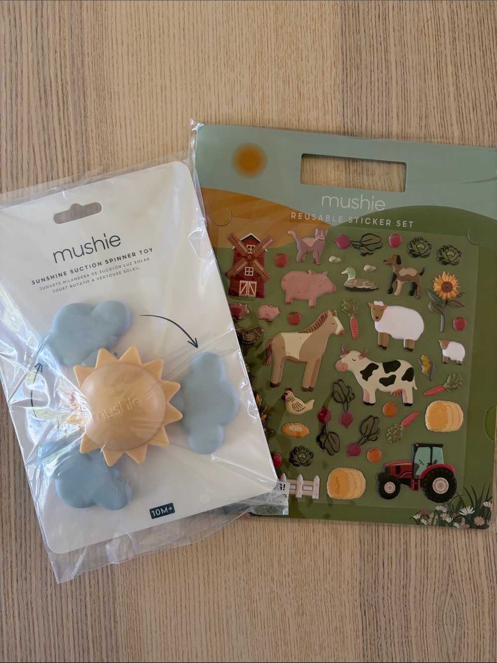 Mushie play set- spinner toy and reusable stickers